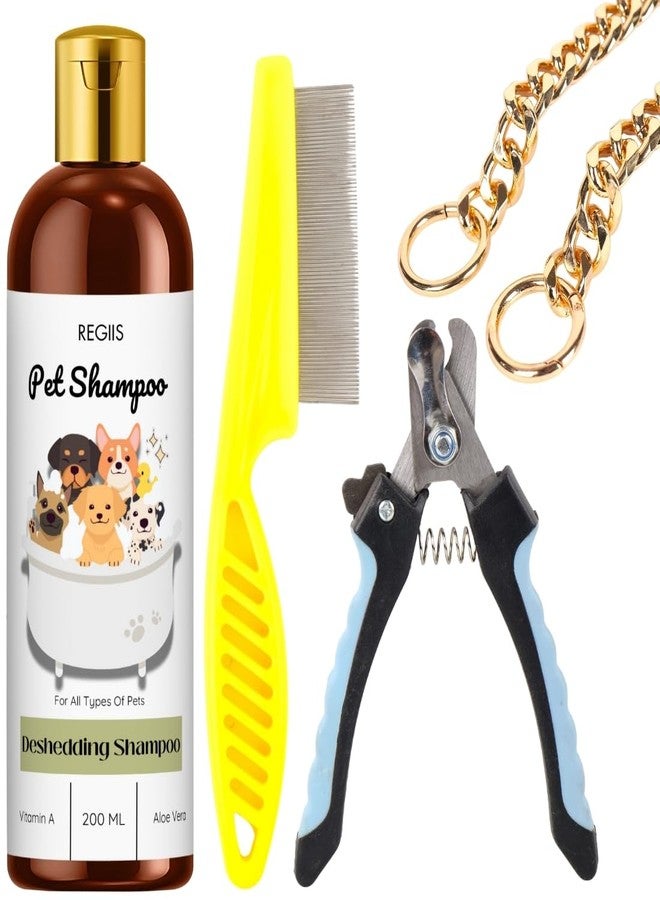 مجموعة ريجيس للعناية بالحيوانات الأليفة، مقص أظافر للكلاب مع مشط وشامبو لإزالة الشعر الزائد، 200 مل (عبوة من 4 قطع) - Image 1